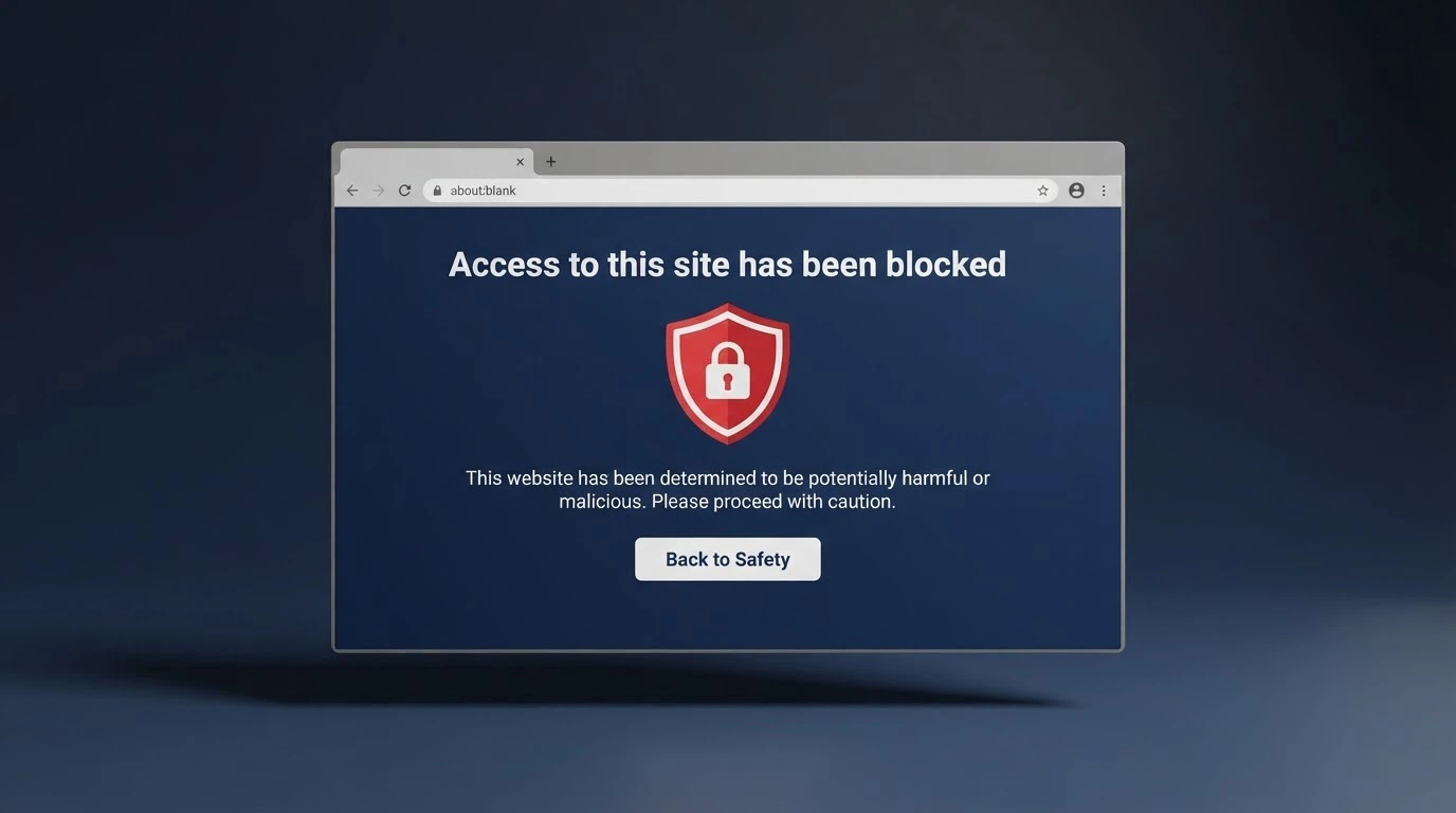 A stylised representation of the ACMA website-blocking notice that appears when an Australian ISP blocks an illegal gambling site