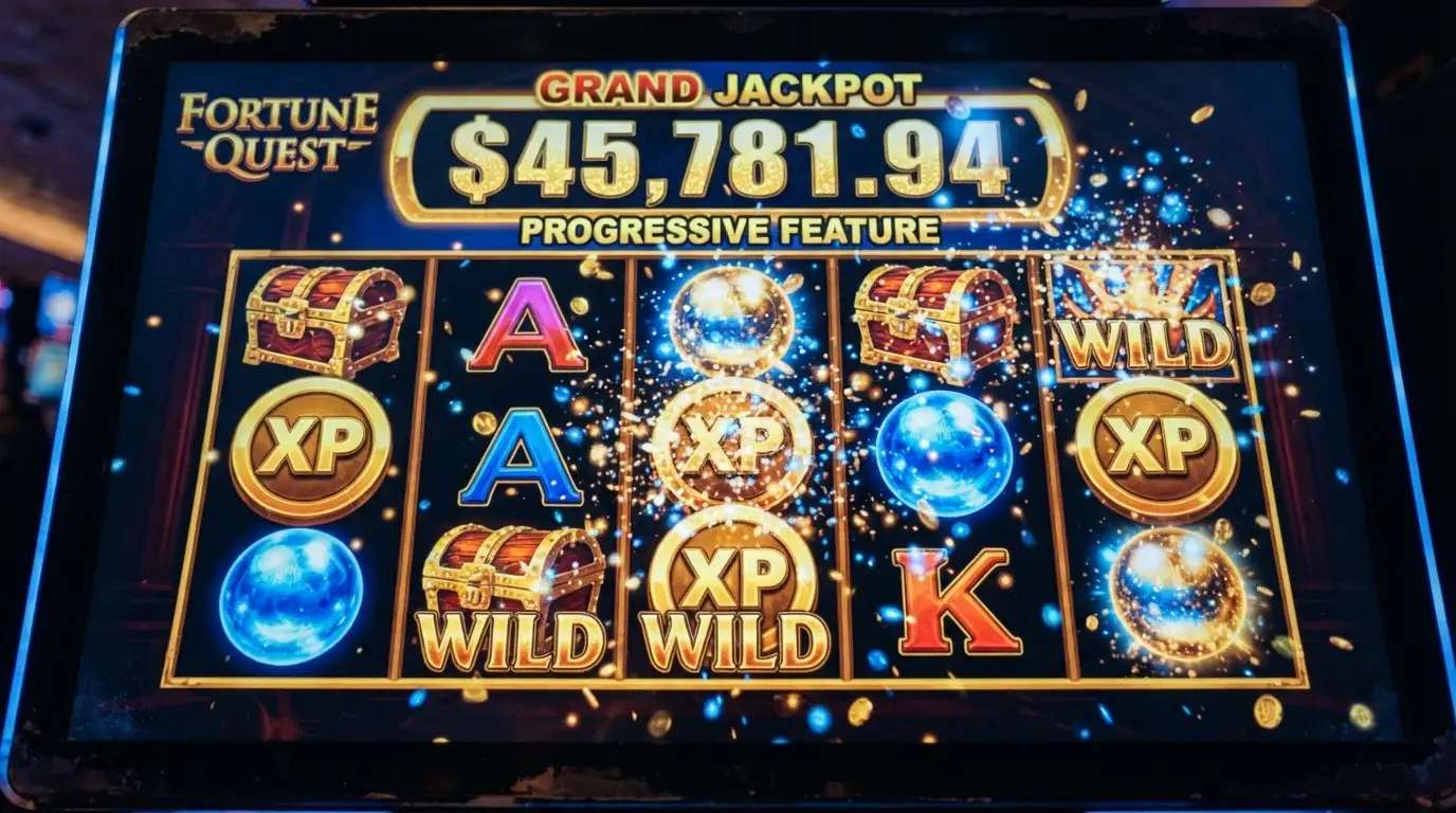 A close-up of a pokies screen showing a Lightning Link progressive jackpot feature with the Aristocrat logo visible