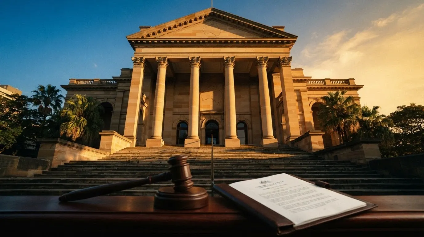 A government-building or regulatory visual with the ACMA logo or a gavel beside the text of the Interactive Gambling Act 2001, with a map of Australia in the background