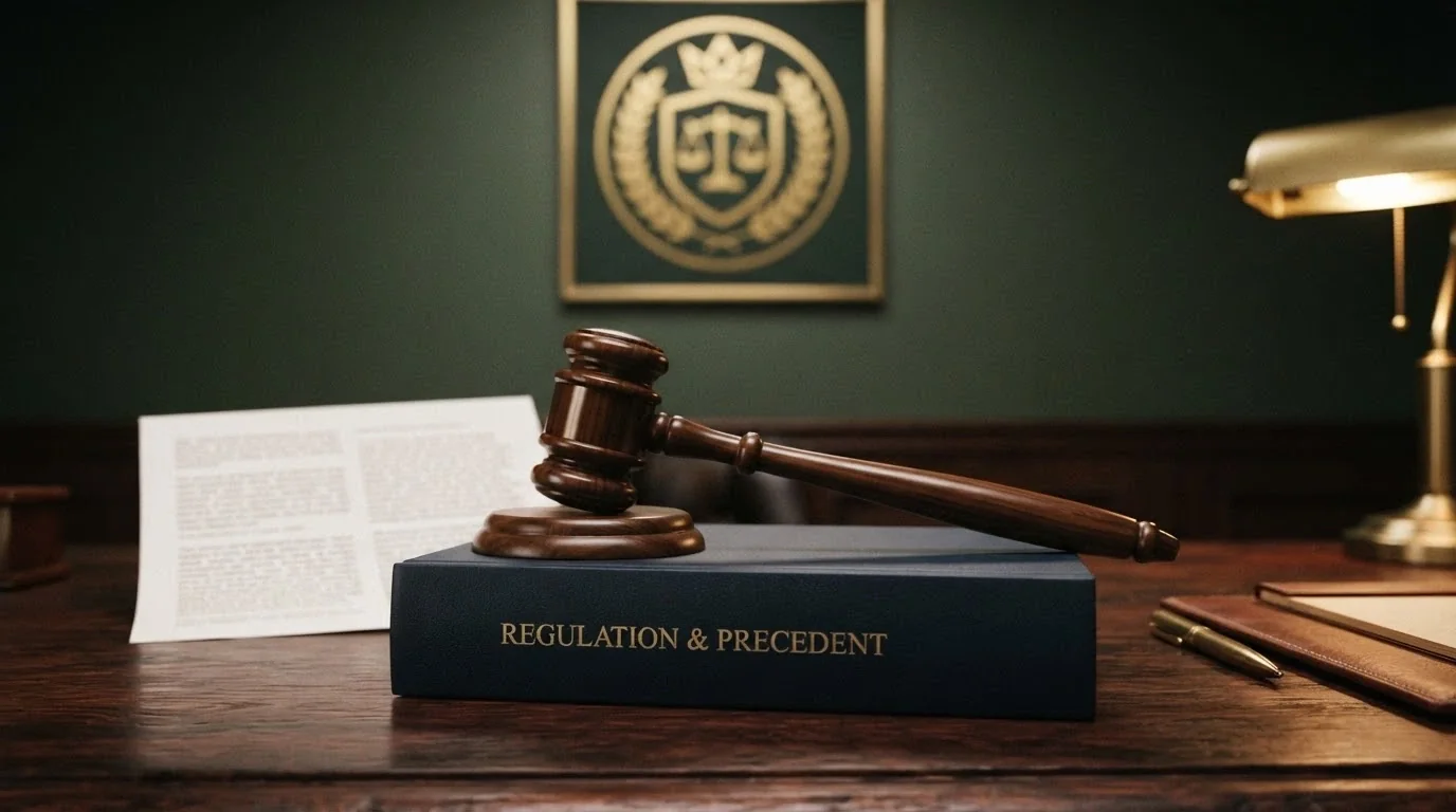 A gavel resting on a copy of the Interactive Gambling Act 2001, with the ACMA logo visible in the background