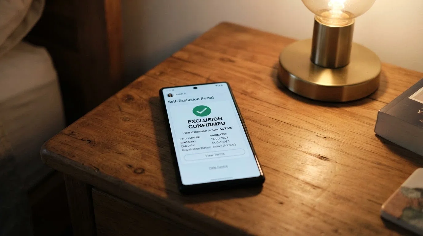BetStop National Self-Exclusion Register dashboard on a smartphone screen