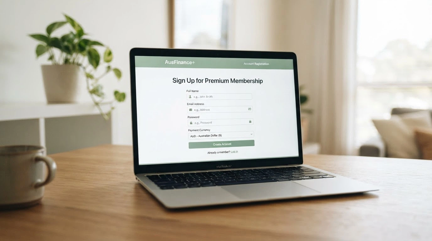 A sign-up form on a freshly launched online casino website with Australian dollar selected as the currency