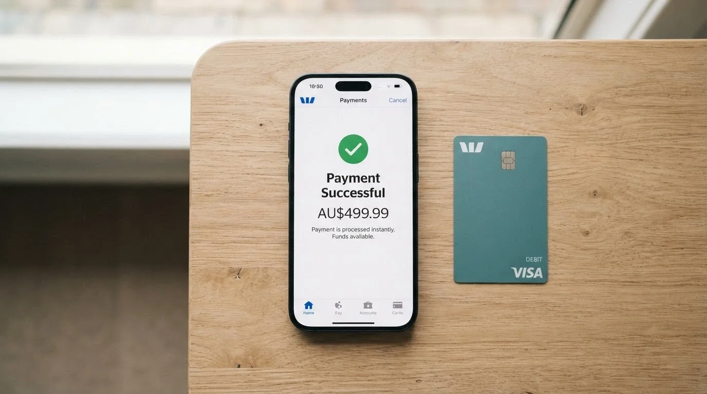 An Australian banking app interface showing a PayID transfer confirmation screen with the Osko logo and an instant-payment timestamp