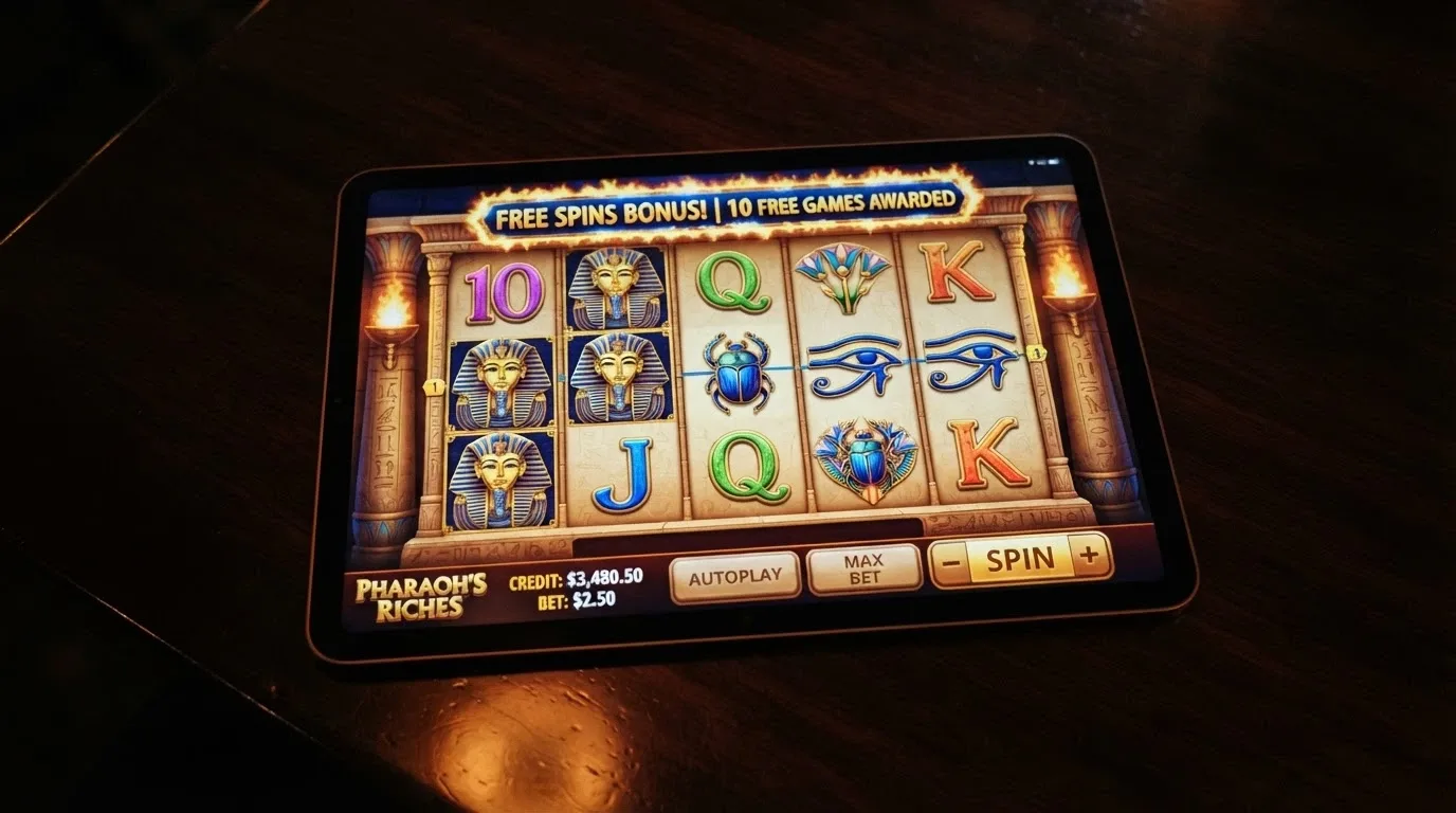 Queen of the Nile II pokie game screen with Egyptian-themed symbols and reels